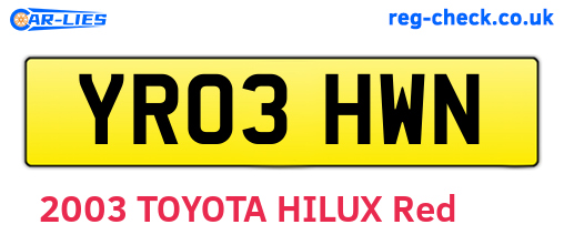 YR03HWN are the vehicle registration plates.