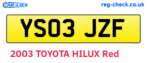 YS03JZF are the vehicle registration plates.
