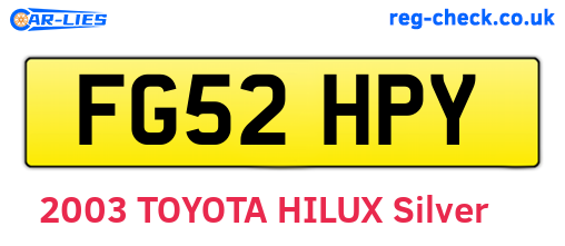 FG52HPY are the vehicle registration plates.