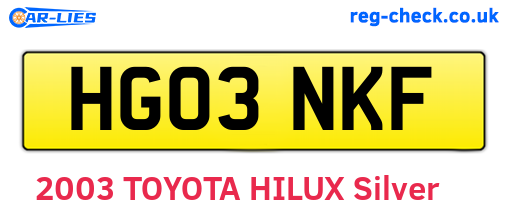 HG03NKF are the vehicle registration plates.