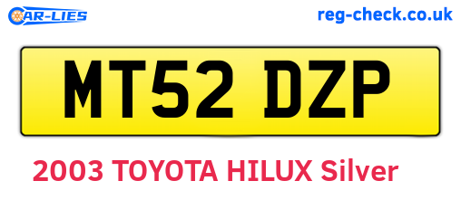 MT52DZP are the vehicle registration plates.