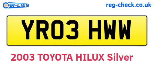 YR03HWW are the vehicle registration plates.