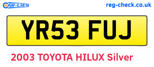 YR53FUJ are the vehicle registration plates.