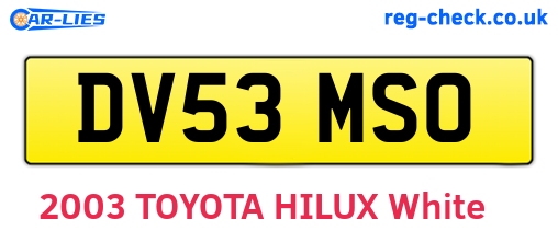 DV53MSO are the vehicle registration plates.