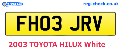 FH03JRV are the vehicle registration plates.