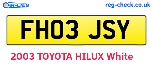 FH03JSY are the vehicle registration plates.