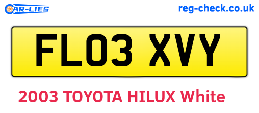 FL03XVY are the vehicle registration plates.