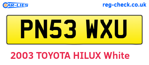 PN53WXU are the vehicle registration plates.