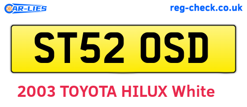 ST52OSD are the vehicle registration plates.
