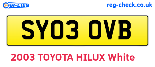 SY03OVB are the vehicle registration plates.
