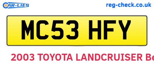 MC53HFY are the vehicle registration plates.