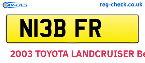 N13BFR are the vehicle registration plates.