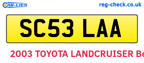 SC53LAA are the vehicle registration plates.