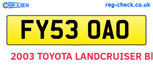 FY53OAO are the vehicle registration plates.