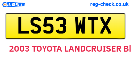 LS53WTX are the vehicle registration plates.