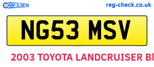NG53MSV are the vehicle registration plates.