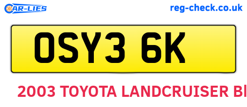 OSY36K are the vehicle registration plates.