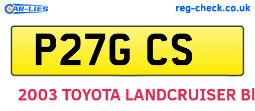 P27GCS are the vehicle registration plates.