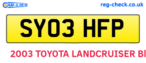 SY03HFP are the vehicle registration plates.