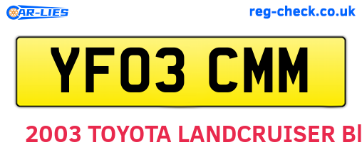 YF03CMM are the vehicle registration plates.
