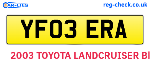 YF03ERA are the vehicle registration plates.