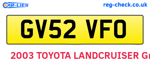 GV52VFO are the vehicle registration plates.