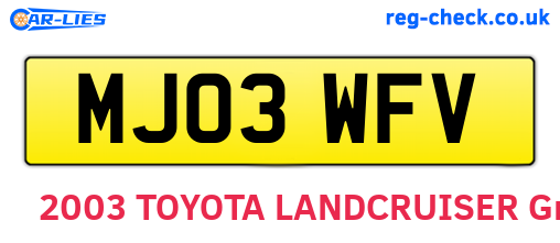 MJ03WFV are the vehicle registration plates.