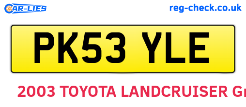 PK53YLE are the vehicle registration plates.
