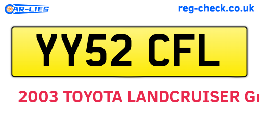 YY52CFL are the vehicle registration plates.