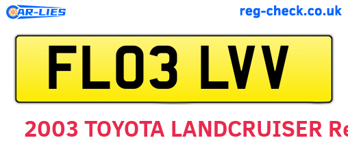 FL03LVV are the vehicle registration plates.