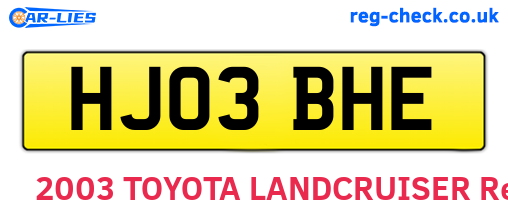 HJ03BHE are the vehicle registration plates.