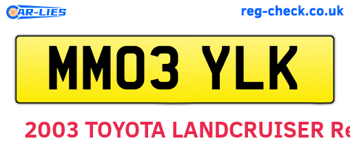 MM03YLK are the vehicle registration plates.