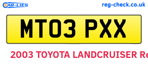 MT03PXX are the vehicle registration plates.