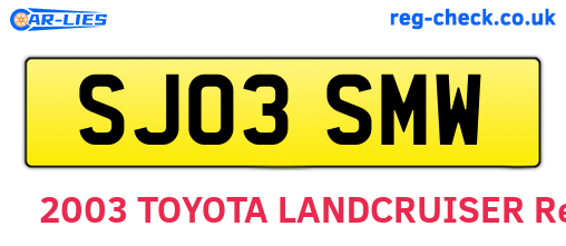 SJ03SMW are the vehicle registration plates.