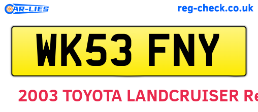 WK53FNY are the vehicle registration plates.