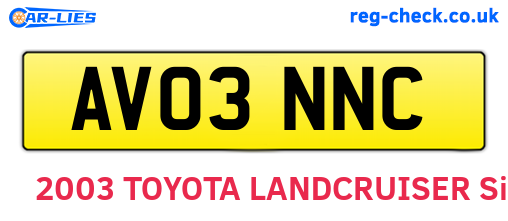 AV03NNC are the vehicle registration plates.