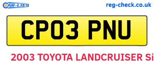CP03PNU are the vehicle registration plates.