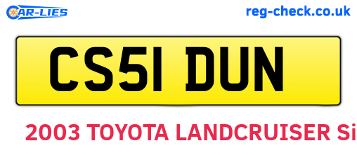 CS51DUN are the vehicle registration plates.