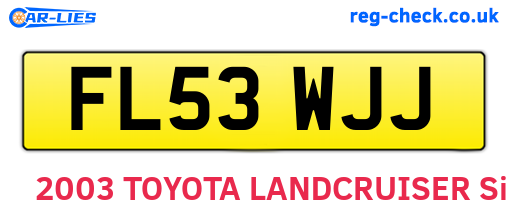 FL53WJJ are the vehicle registration plates.