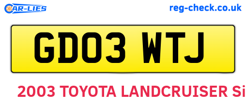 GD03WTJ are the vehicle registration plates.