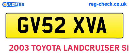 GV52XVA are the vehicle registration plates.