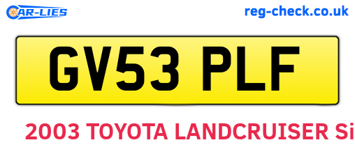 GV53PLF are the vehicle registration plates.