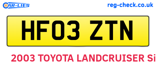 HF03ZTN are the vehicle registration plates.