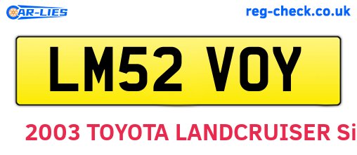 LM52VOY are the vehicle registration plates.