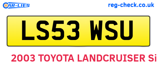 LS53WSU are the vehicle registration plates.