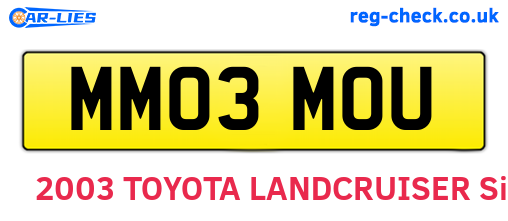 MM03MOU are the vehicle registration plates.