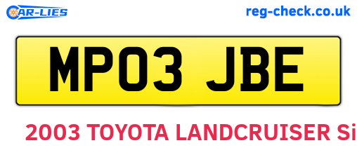 MP03JBE are the vehicle registration plates.