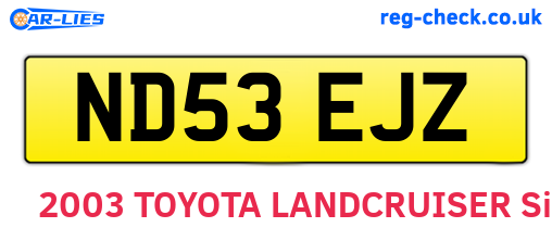 ND53EJZ are the vehicle registration plates.