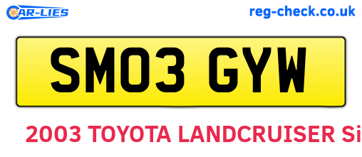 SM03GYW are the vehicle registration plates.
