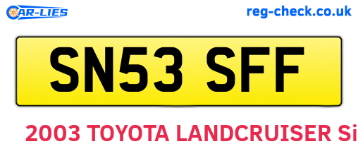 SN53SFF are the vehicle registration plates.